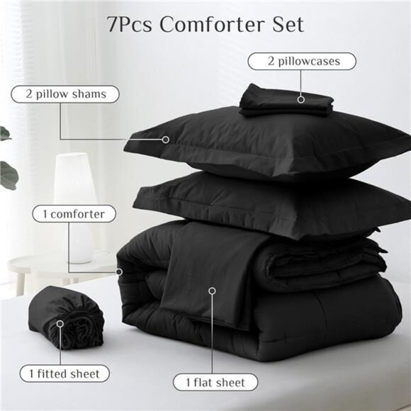 Queen Comforter Set, Ultra-Soft Bed in a Bag Queen Size 7 Pieces, Oeko-TEX - Picture 5 of 7